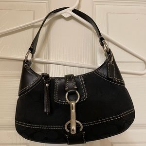 Coach Small Date Purse Black on Black Signature Logo.